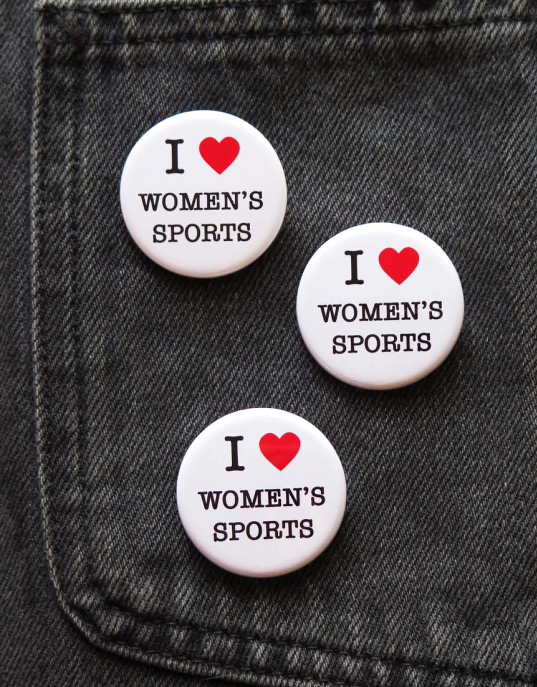 I Love Women's Sports Button