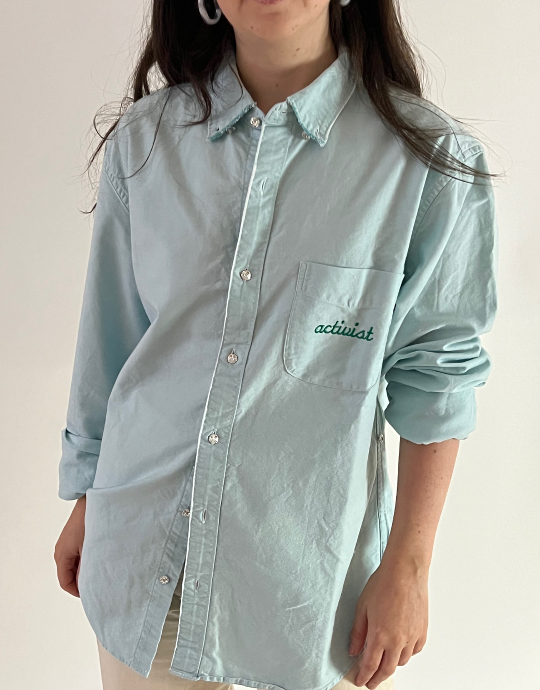 Activist Mint Upcycled Embroidered Shirt