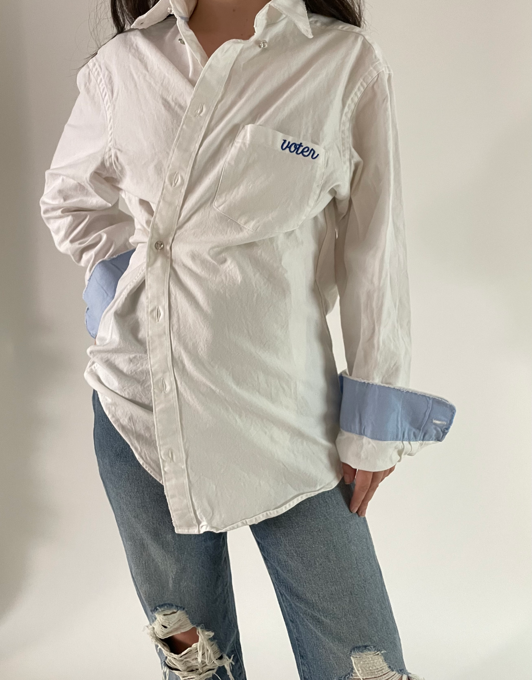 Voter Cotton Upcycled Embroidered Shirt