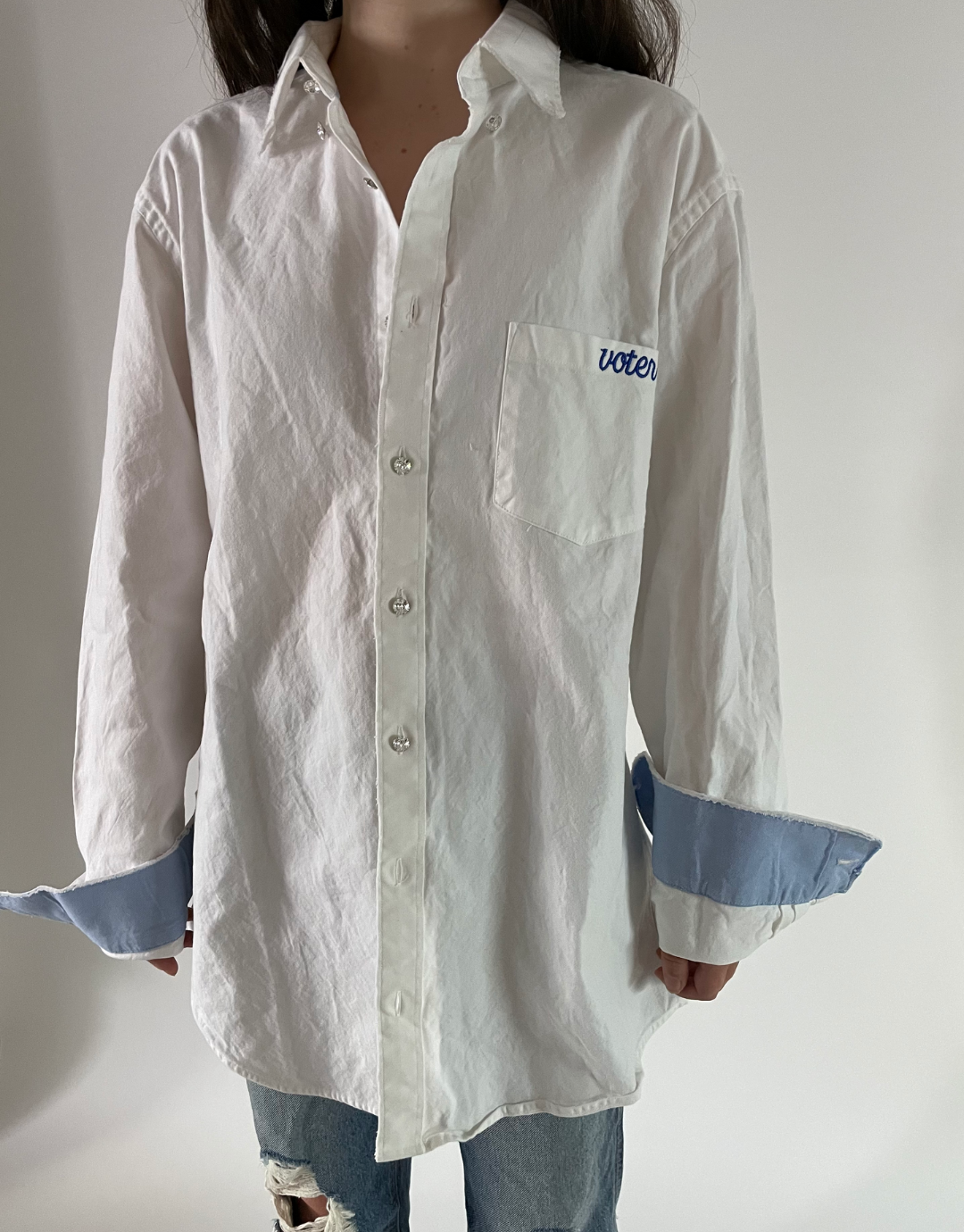 Voter Cotton Upcycled Embroidered Shirt