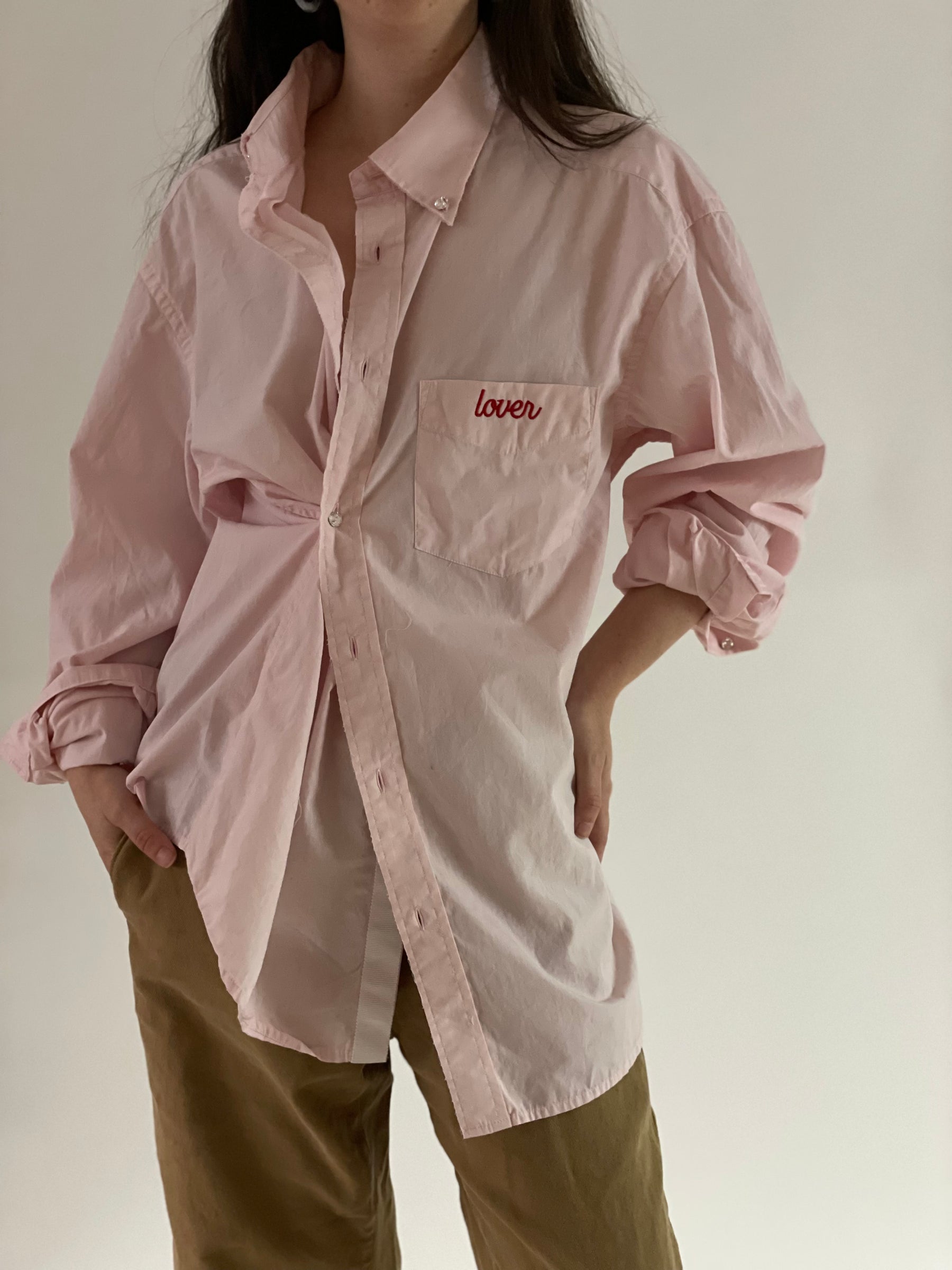 Lover Pink Upcycled Embroidered Shirt