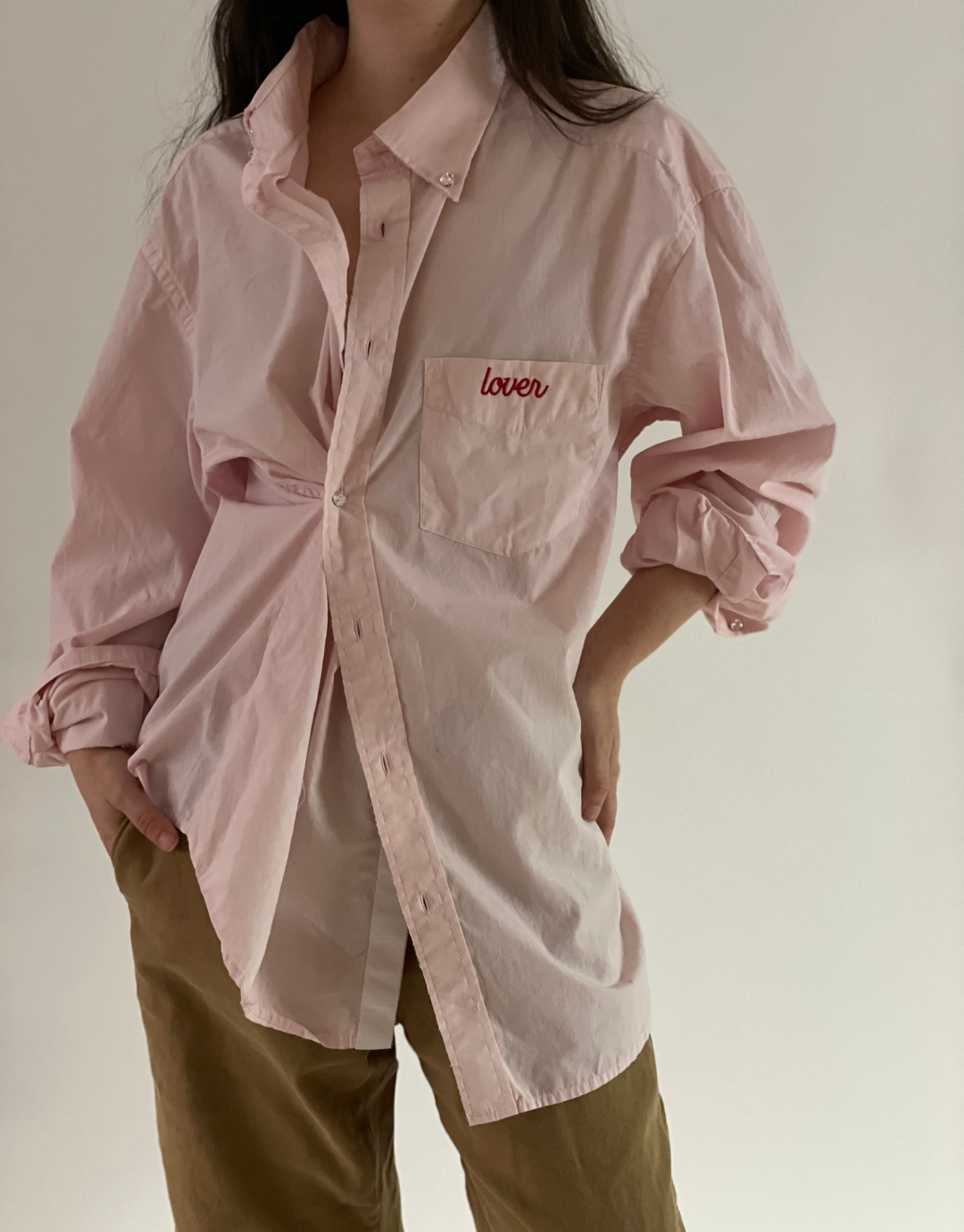 Lover Pink Upcycled Embroidered Shirt