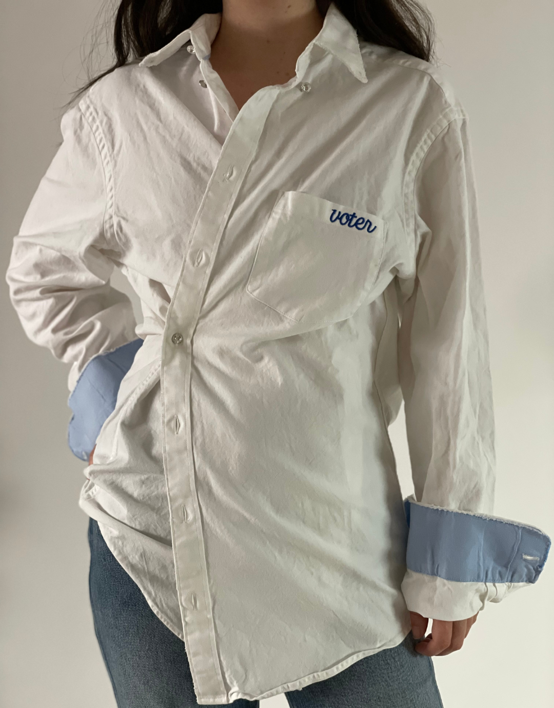 Voter Cotton Upcycled Embroidered Shirt