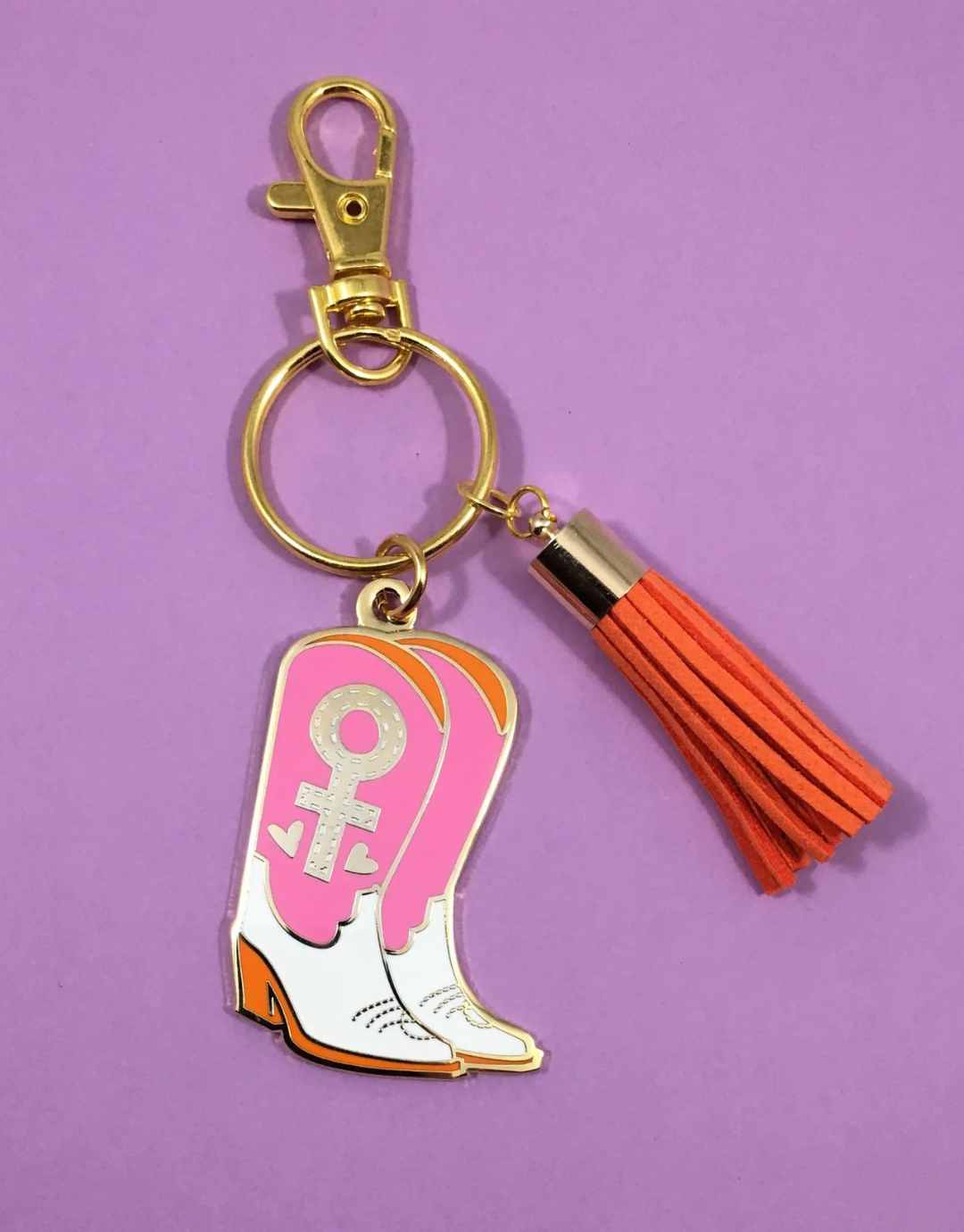 Stomp the Patriarchy Keychain - Pink/Orange