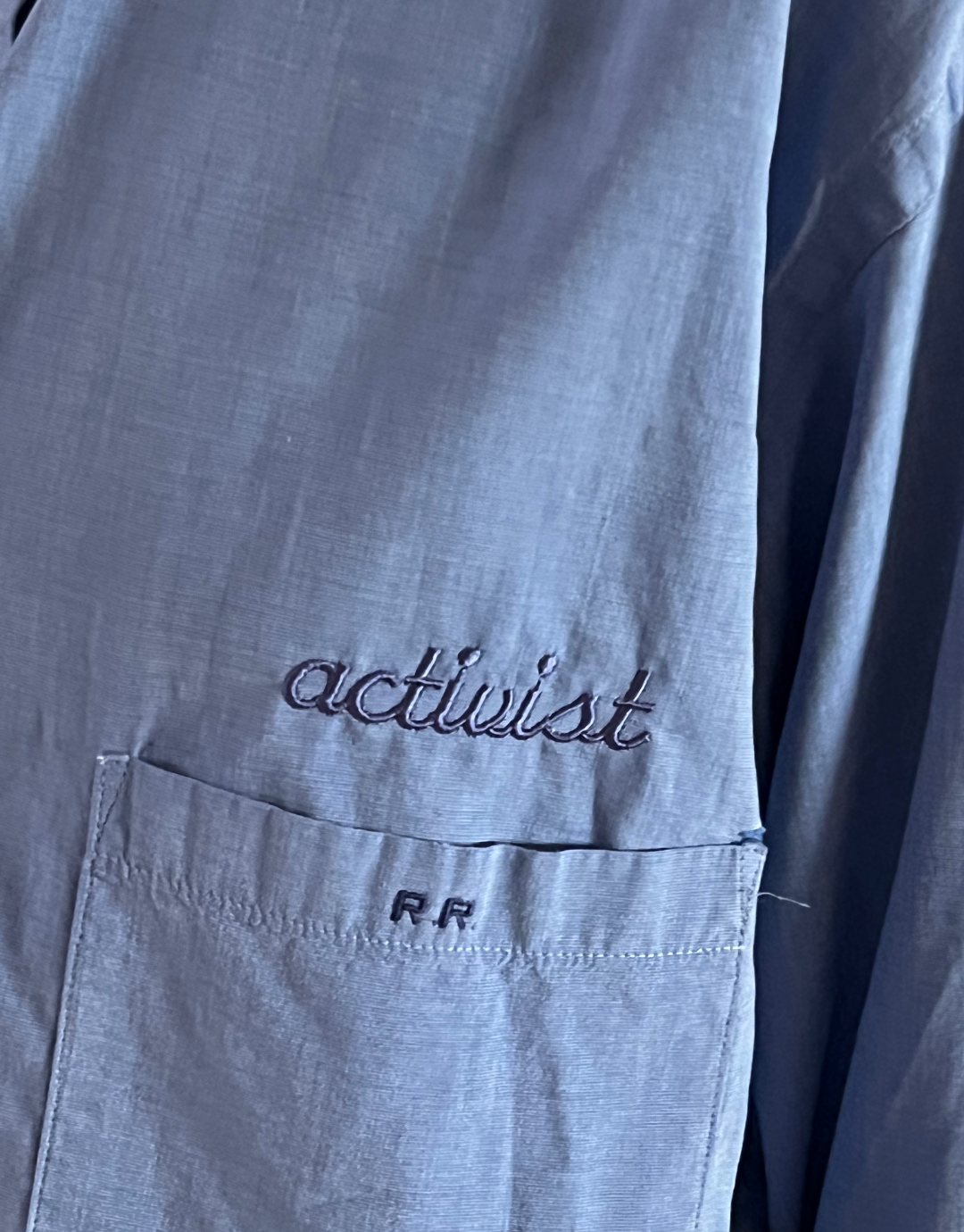 Activist Blue Upcycled Embroidered Shirt