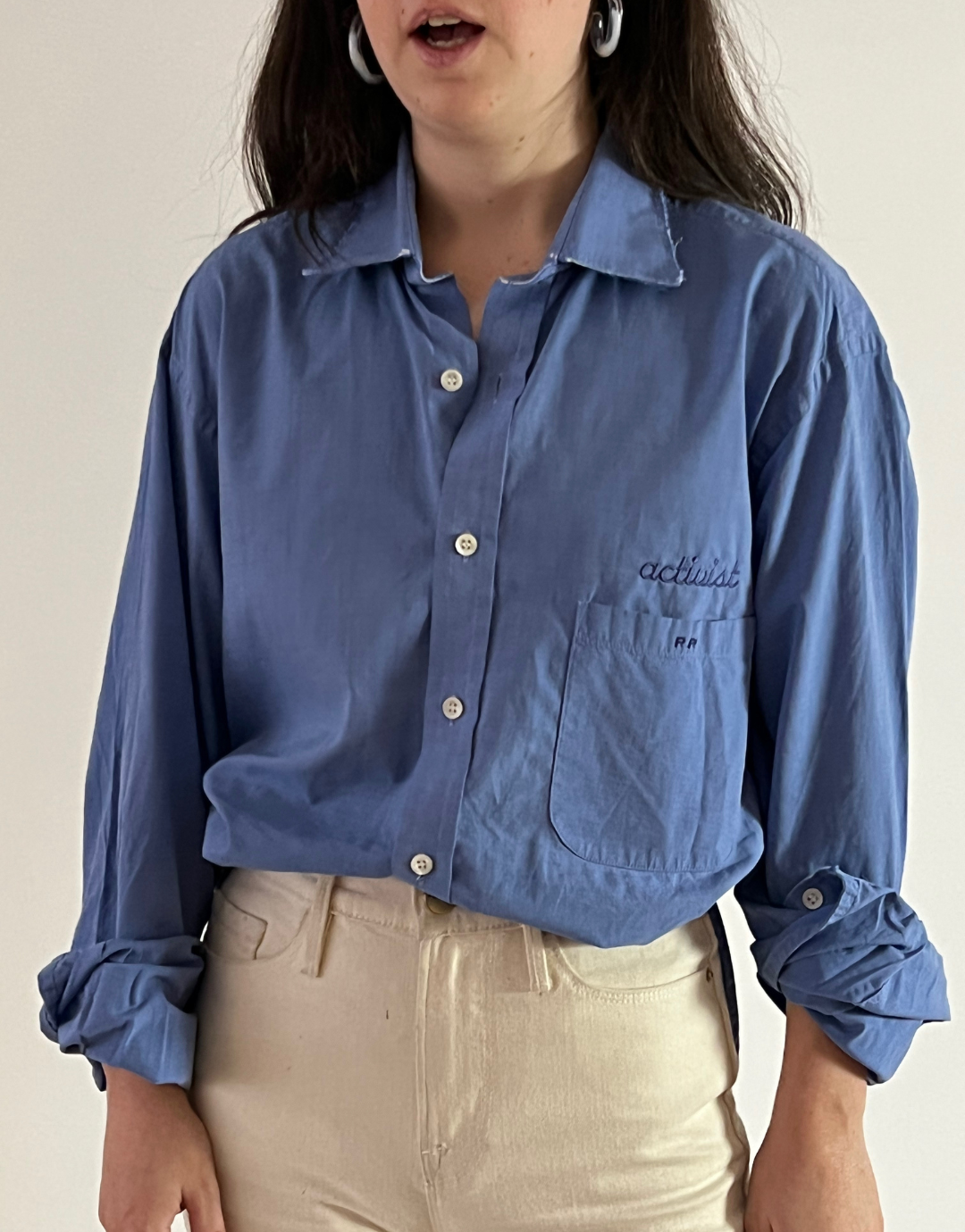 Activist Blue Upcycled Embroidered Shirt