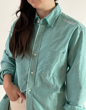 Activist Seafoam Upcycled Embroidered Shirt