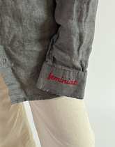 Feminist Linen Upcycled Embroidered Shirt
