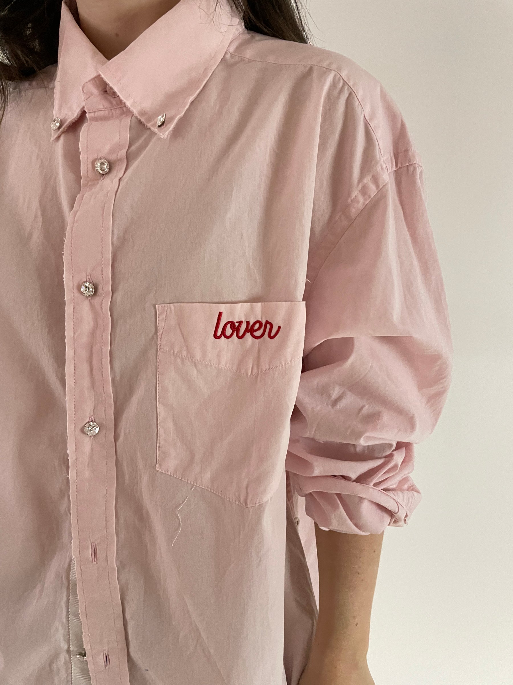 Lover Pink Upcycled Embroidered Shirt